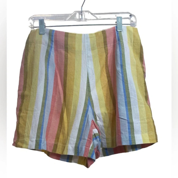 BillaBong|| Walk it off Linen high waisted shorts with stripes and pockets. - Picture 1 of 8